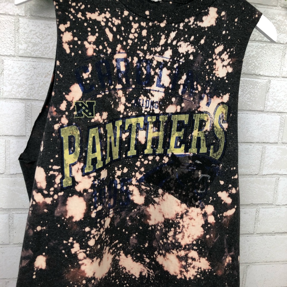 Carolina Panthers Custom Bleach Splatter Tank Top - Picture 3 of 5